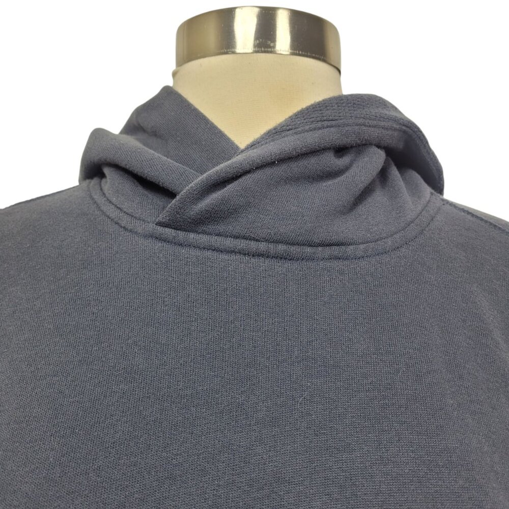 Abercrombie & Fitch Navy Blue Hoodie Sweatshirt XS Cropped Fit Striped Sleeve - Picture 2 of 10